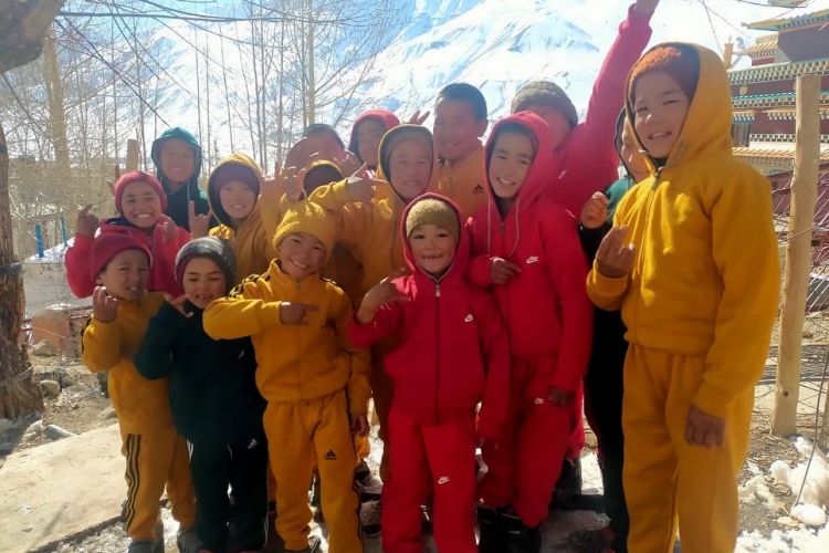 Monks from Kaza monastery in Spiti