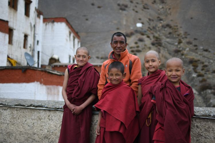 Monks from Ki monastery in Spiti valley